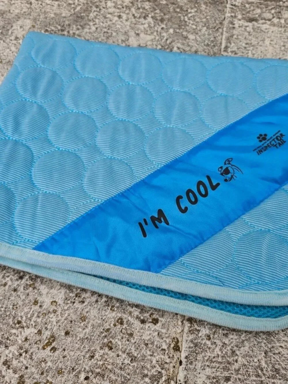 Inspector Tail Pet Mat Self Cooling Mat for Dog Blue Cool Core Fabric Mesh New